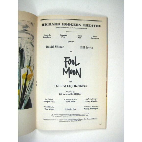 Fool Moon Playbill Richard Rodgers Theatre David Shiner Bill Irwin 1993 Ramblers - Picture 3 of 7